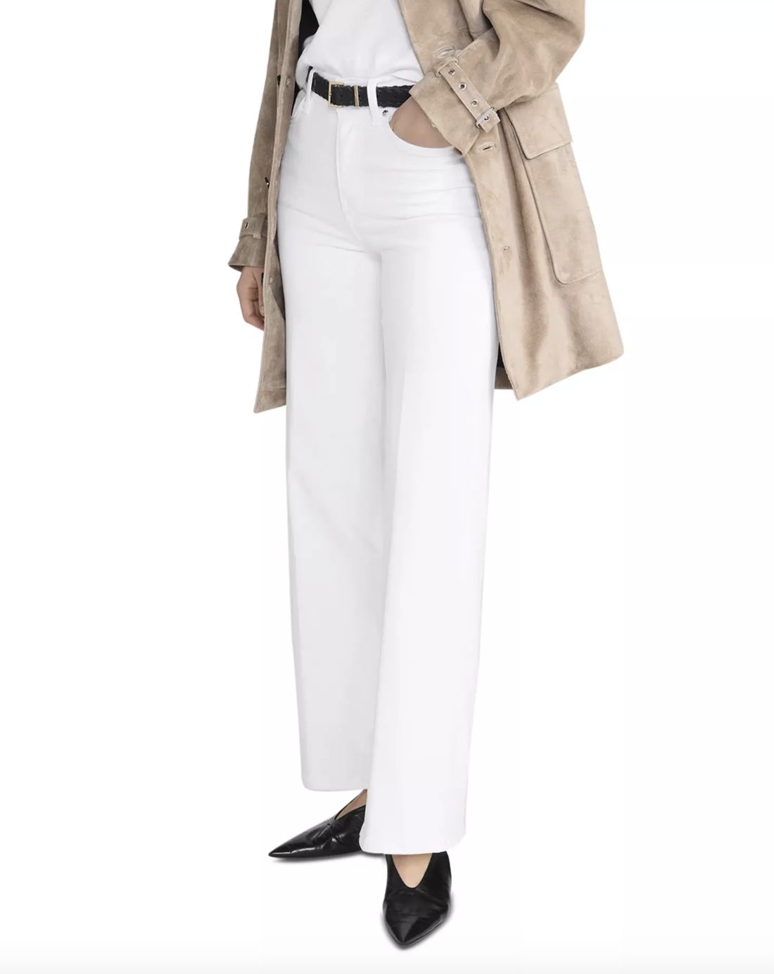 Frame Low Rise Le Slim Palazzo Jean in White