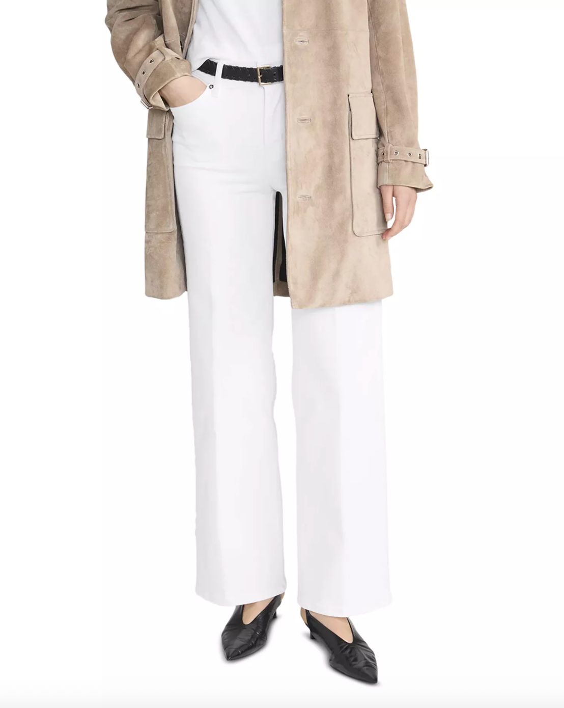 Frame Low Rise Le Slim Palazzo Jean in White