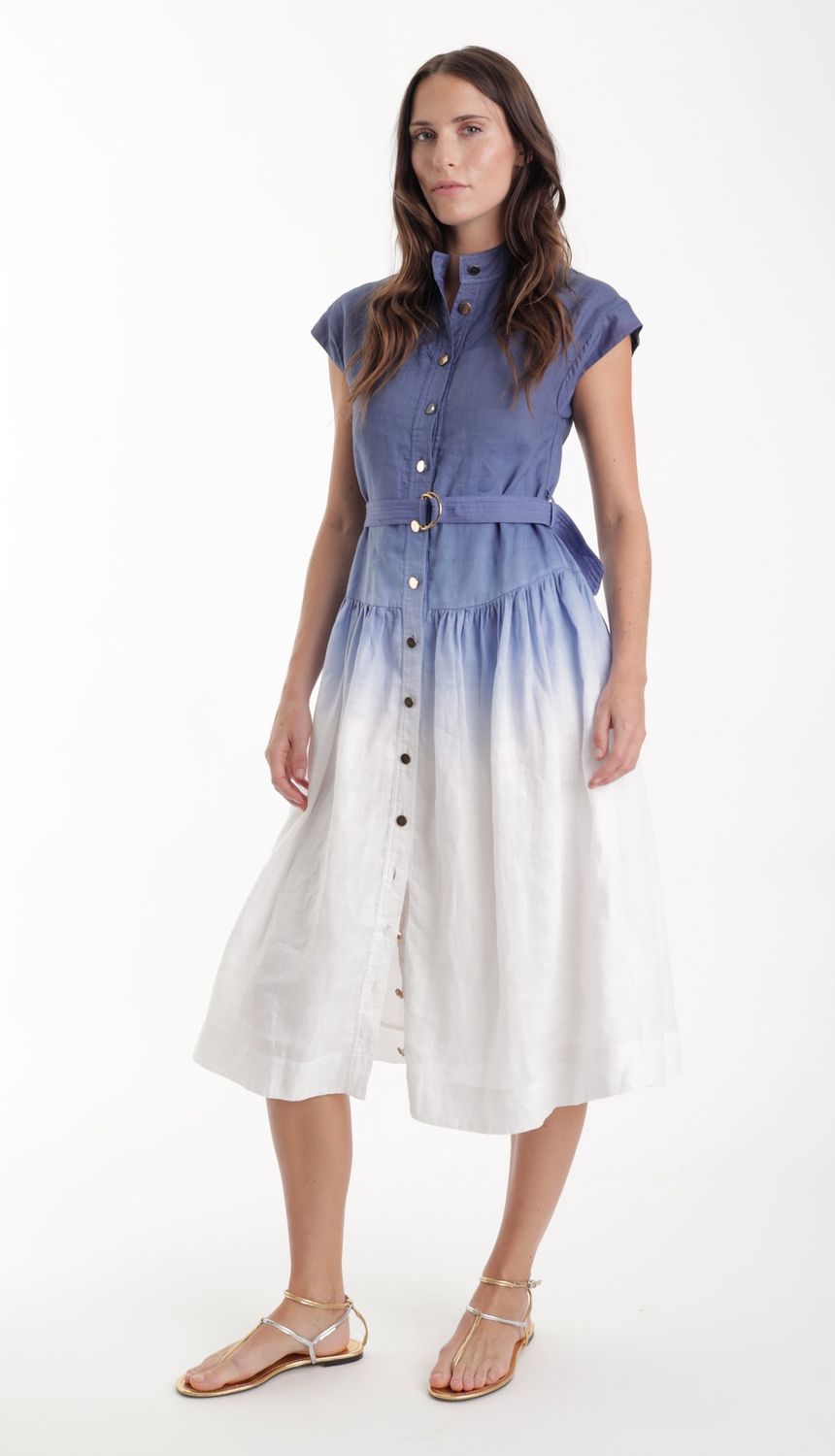 Karina Grimaldi Zelie Ombre Dress, Color: Blue Ombre, Size: XS