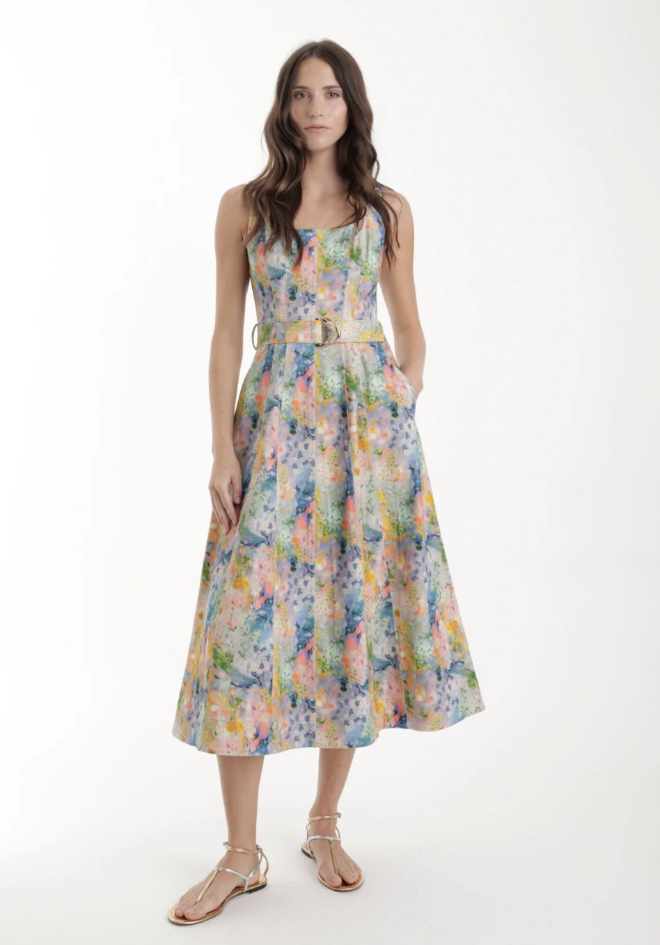 Karina Grimaldi Zyra Print Denim Dress