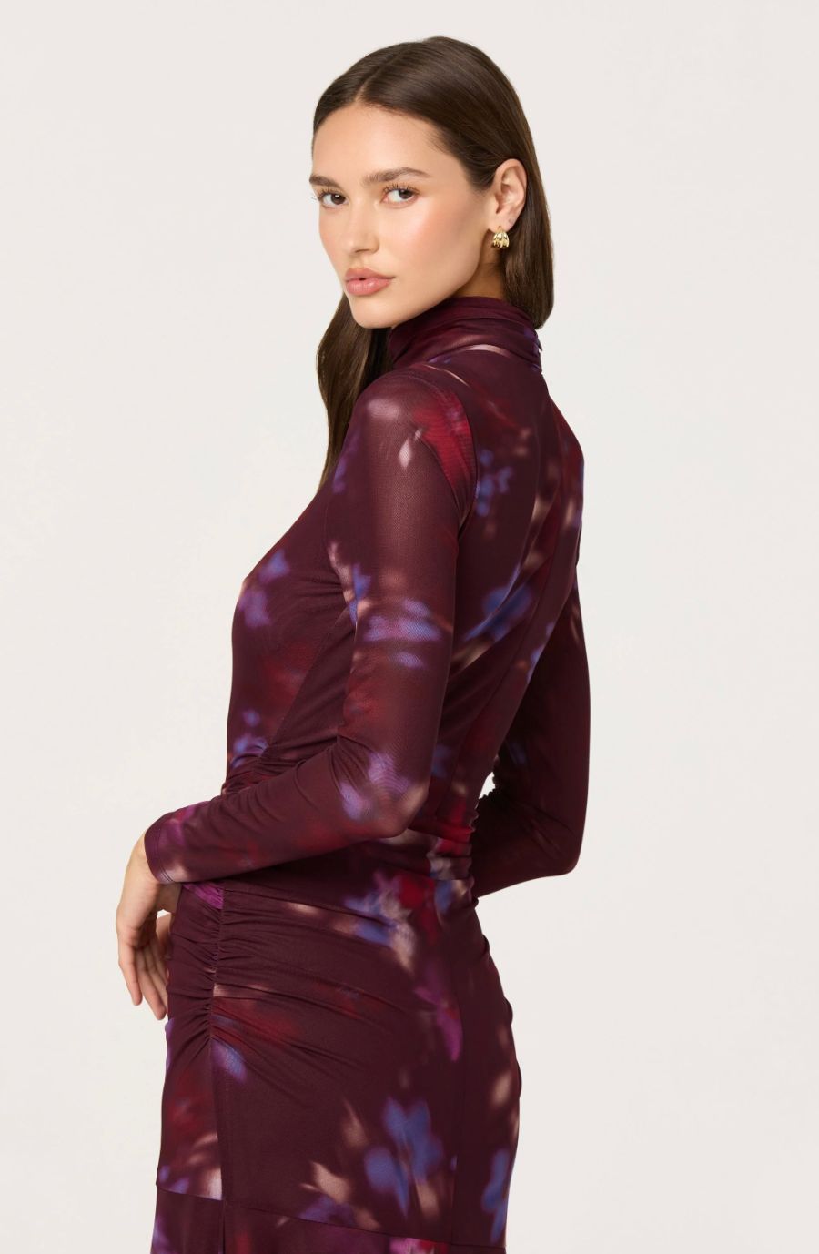 ASTR Aubriella Floral Mesh Midi Dress