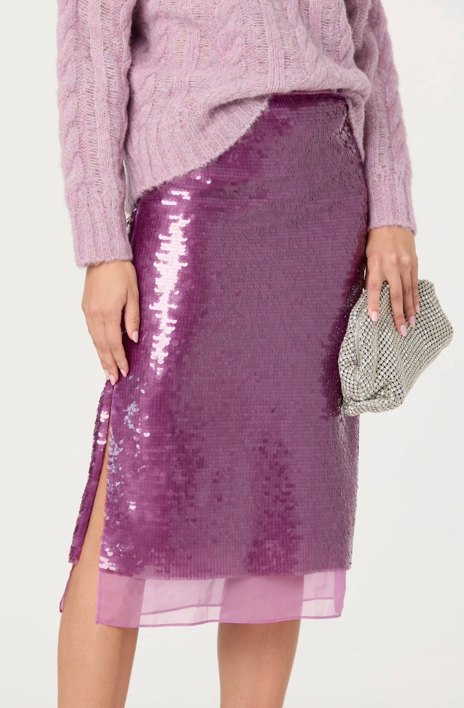 ASTR Shirin Lilac Sequin Skirt