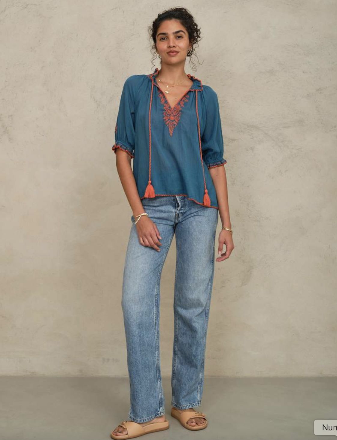 M.A.B.E. Talia Embroidered Top