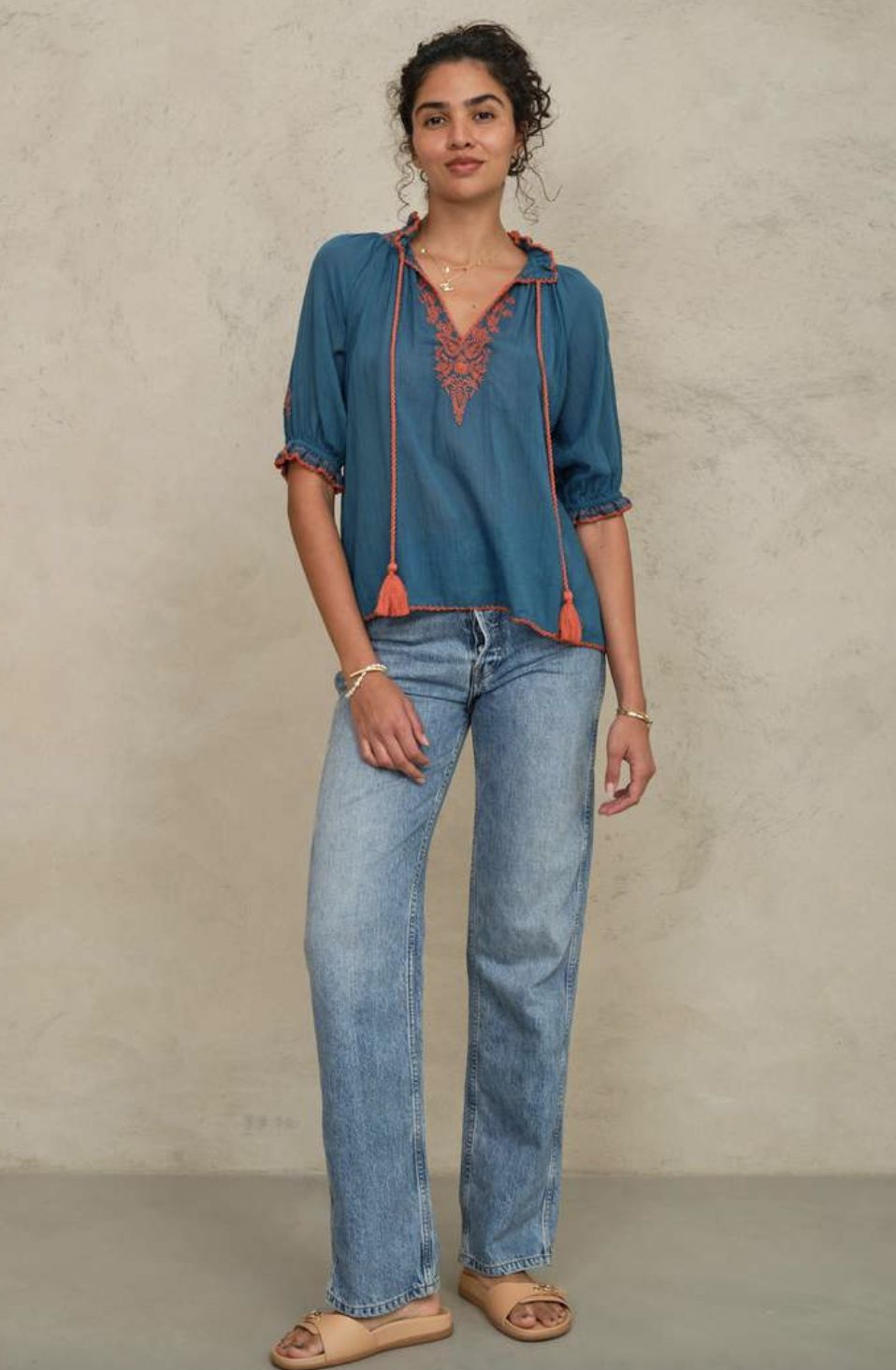 M.A.B.E. Talia Embroidered Top