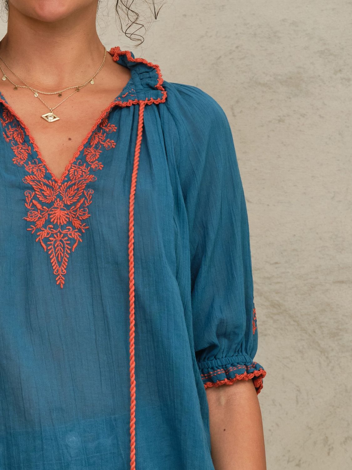 M.A.B.E. Talia Embroidered Top