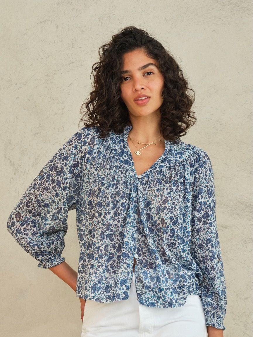 M.A.B.E. Esti Print Top, Color: Blue, Size: XS
