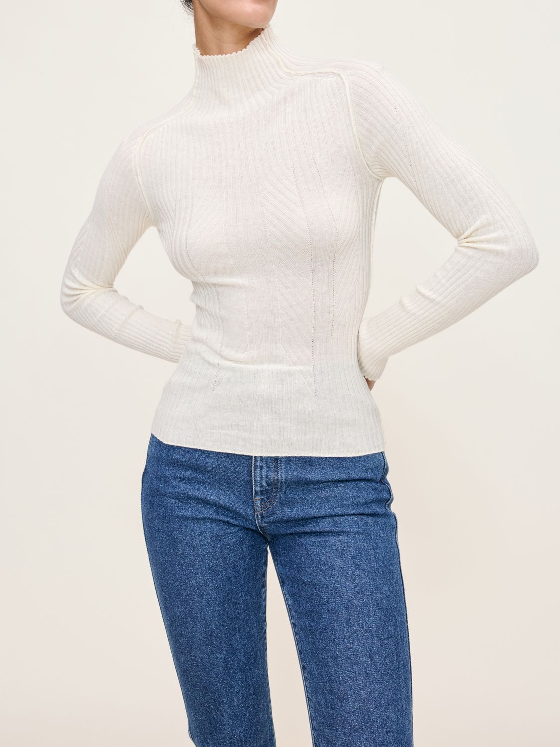 DL1961 Turtleneck in Ivory, Color: Ivory, Size: XS