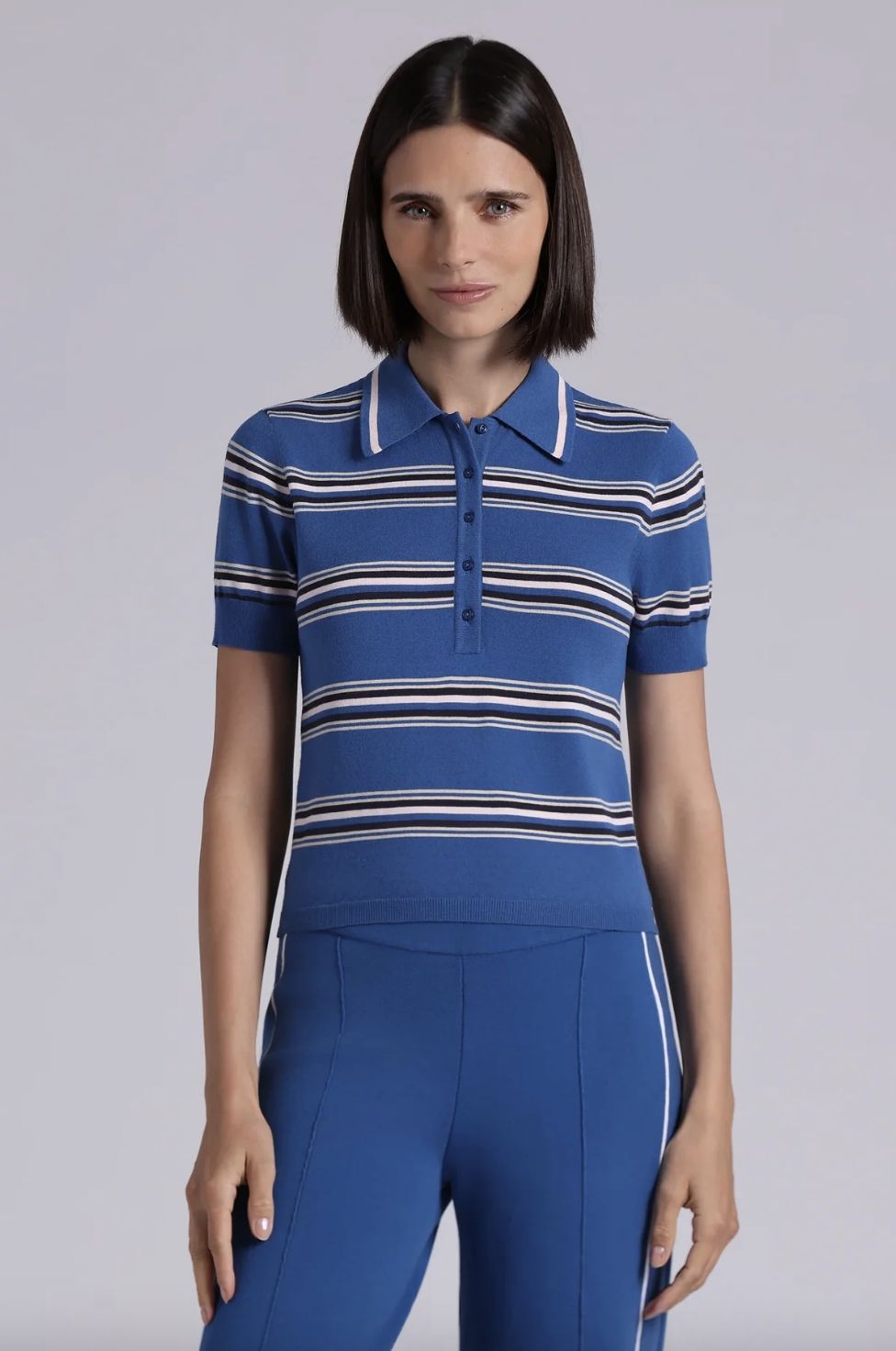 Minnie Rose Short Sleeved Striped Polo