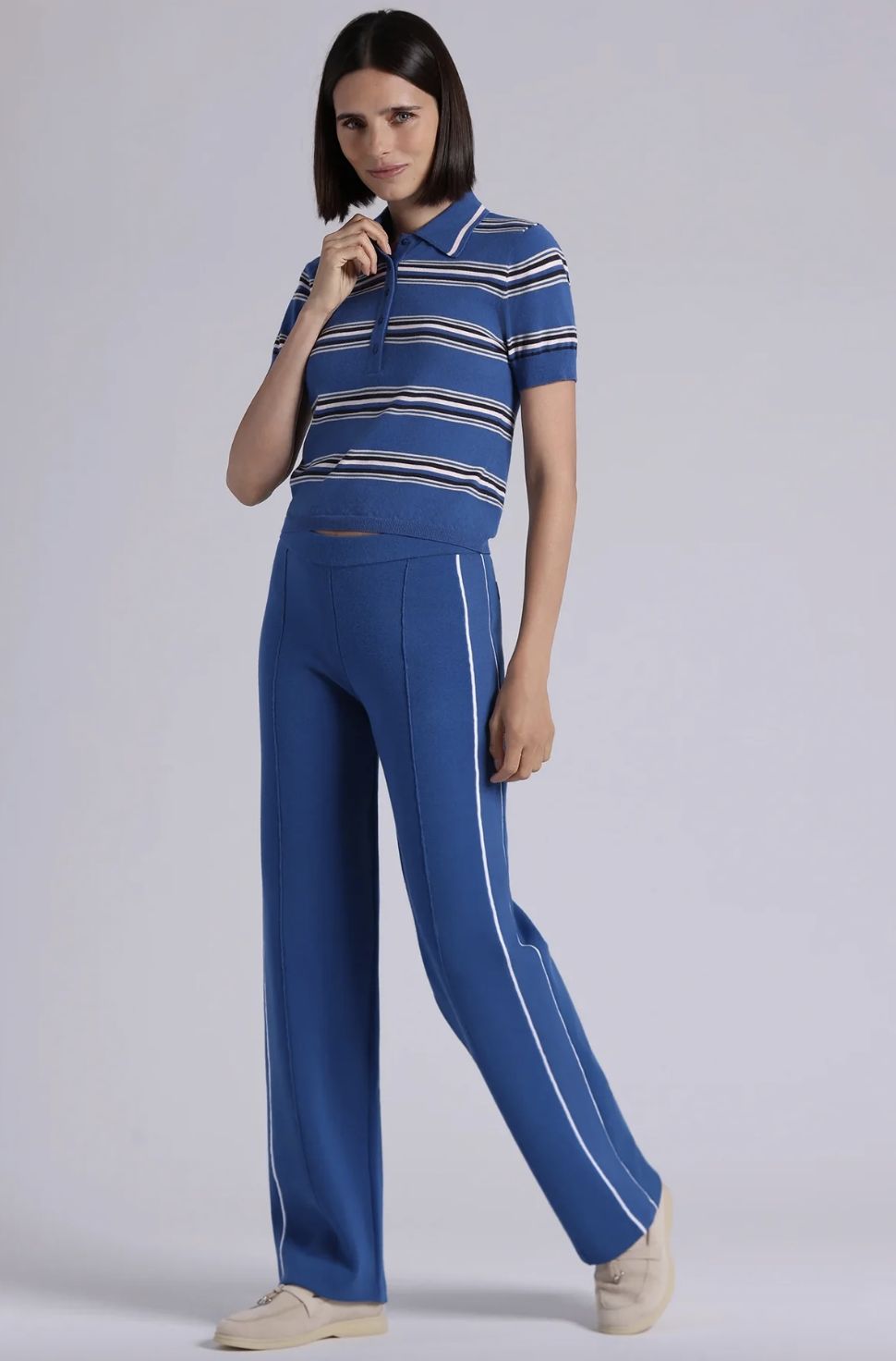 Minnie Rose Short Sleeved Striped Polo