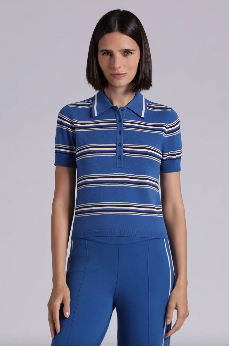 Minnie Rose Short Sleeved Striped Polo