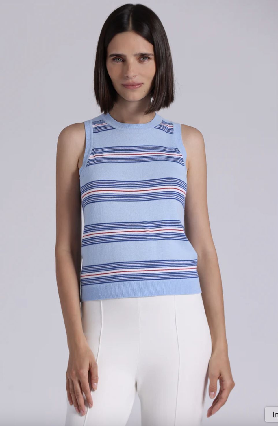 Minnie Rose Cotton Cashmere Striped Crew Shell