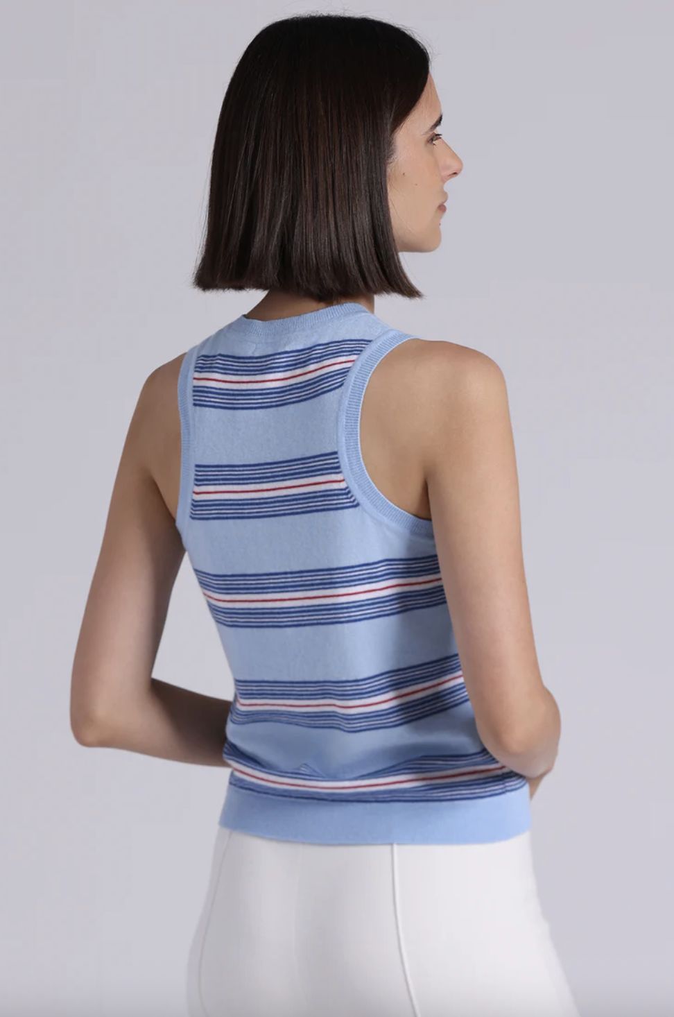 Minnie Rose Cotton Cashmere Striped Crew Shell