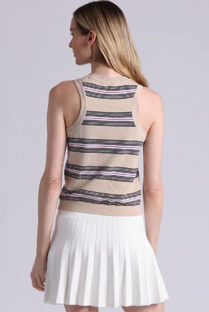 Minnie Rose Cotton Cashmere Striped Crew Shell