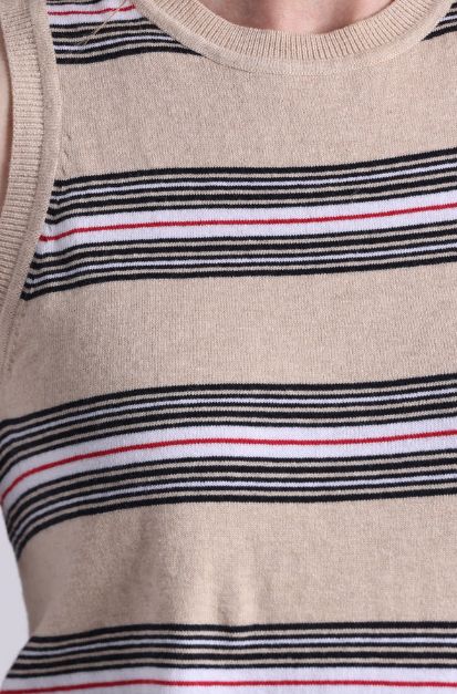 Minnie Rose Cotton Cashmere Striped Crew Shell