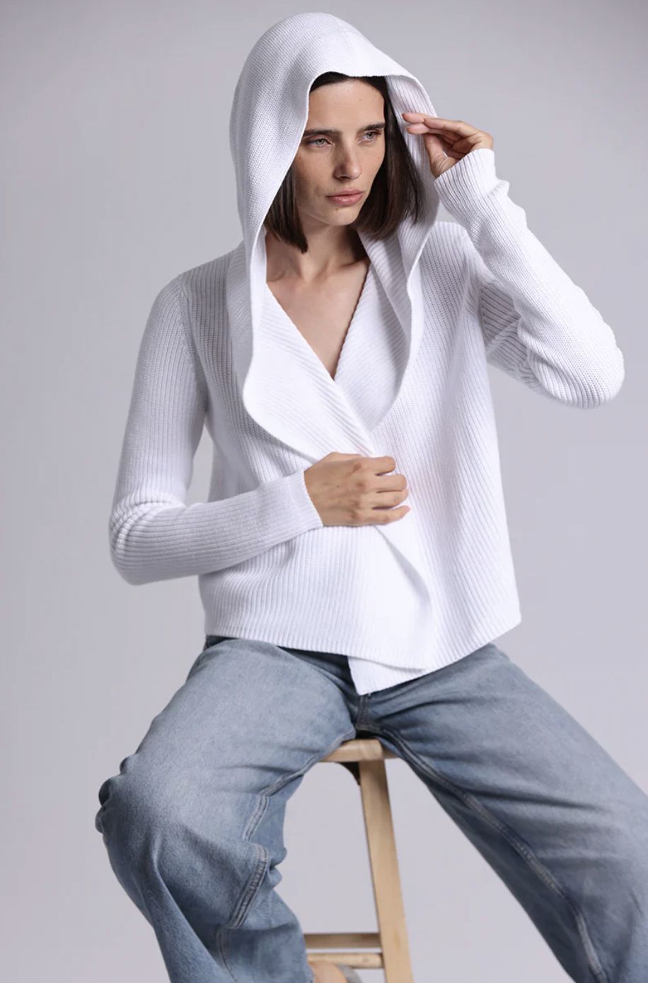 Minnie Rose Cotton Shaker Hoodie Cardigan