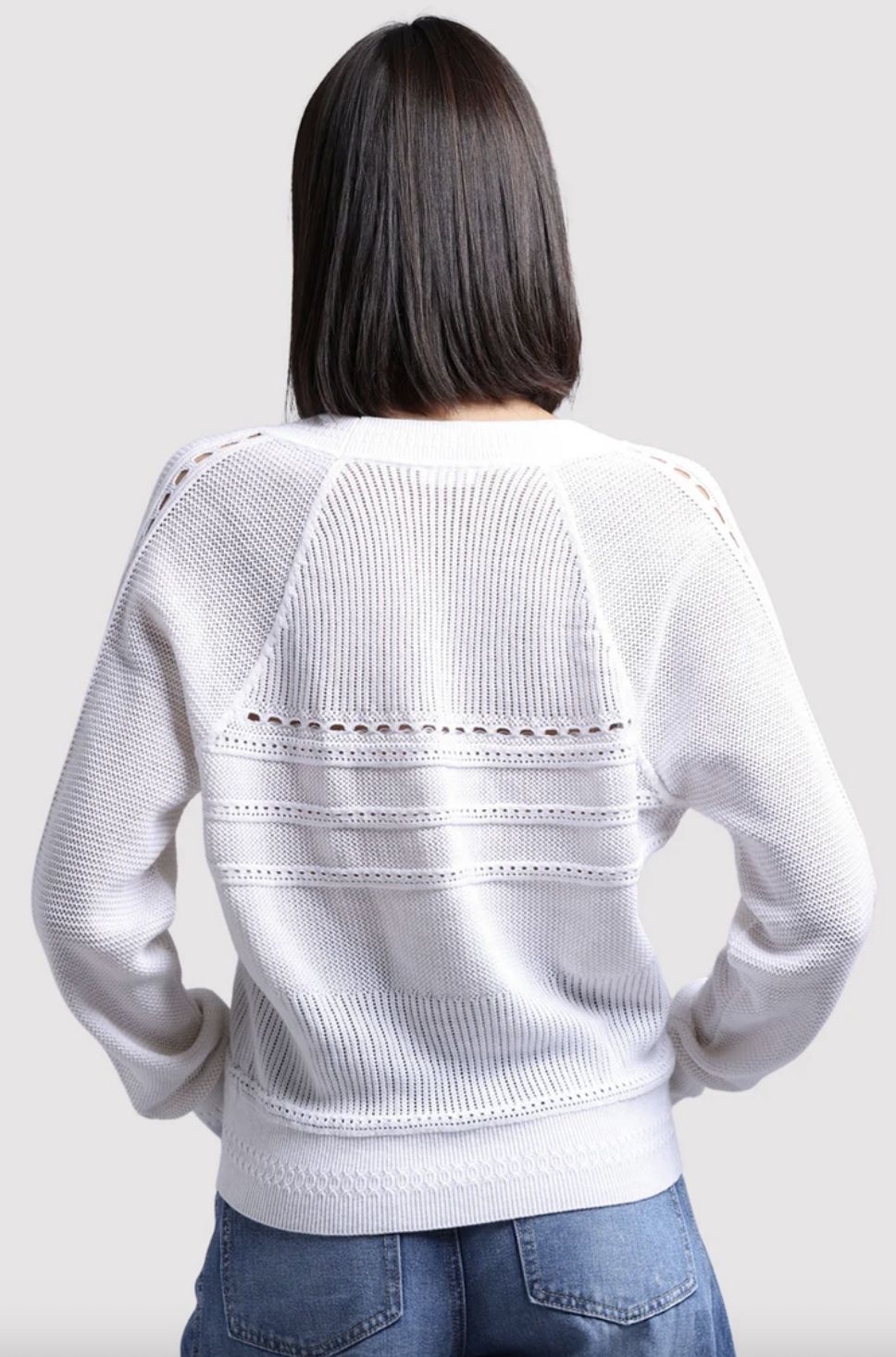 Minnie Rose Pointelle V-Neck Cardi