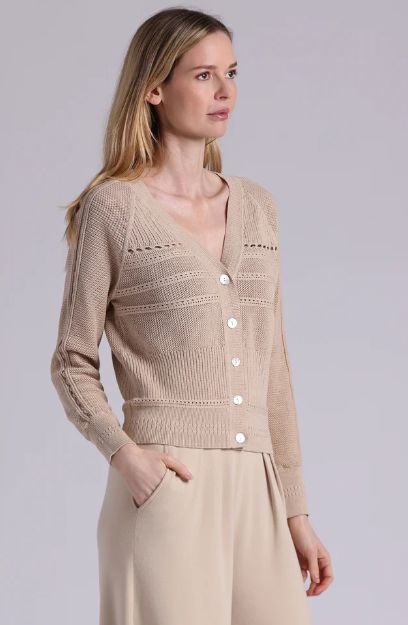 Minnie Rose Pointelle V-Neck Cardi