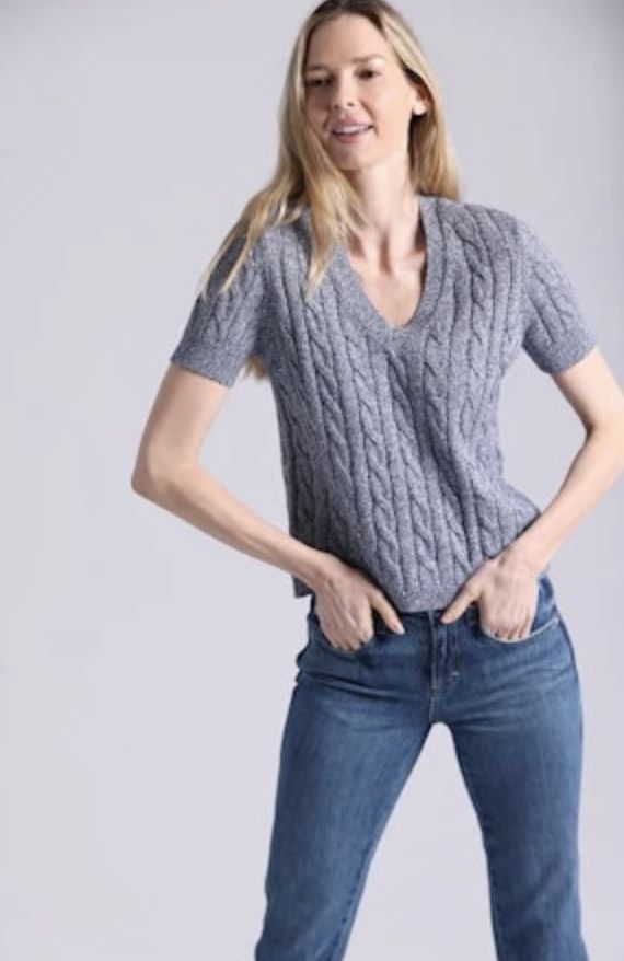 Minnie Rose Sparkle Cable Sweater