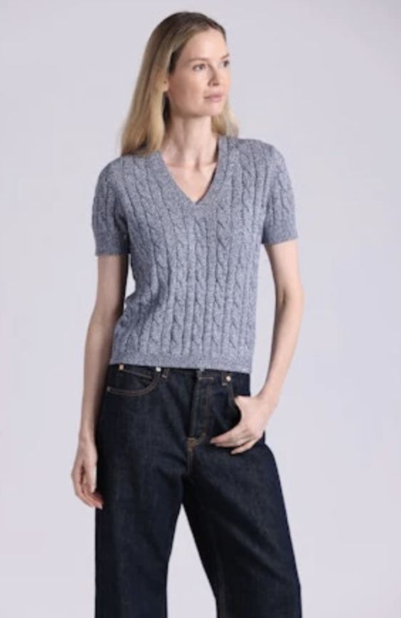 Minnie Rose Sparkle Cable Sweater