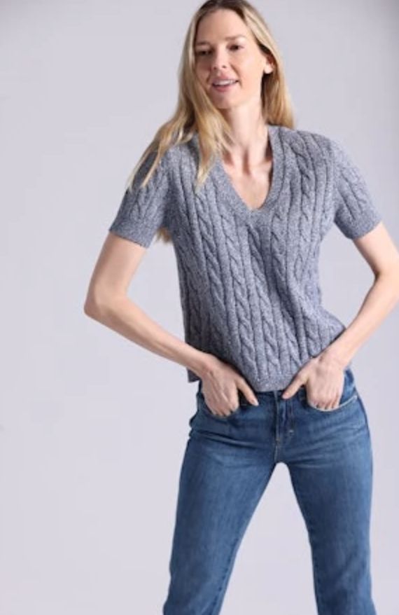 Minnie Rose Sparkle Cable Sweater