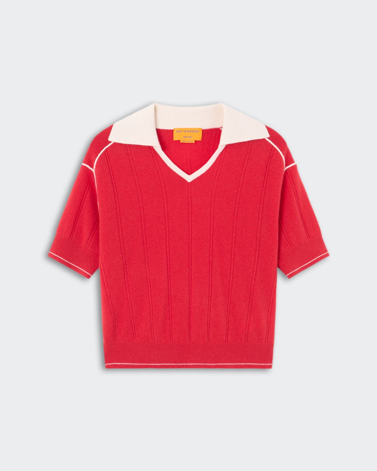 Guest In Residence Pele Polo, Color: Scarlet/Cream, Size: XS