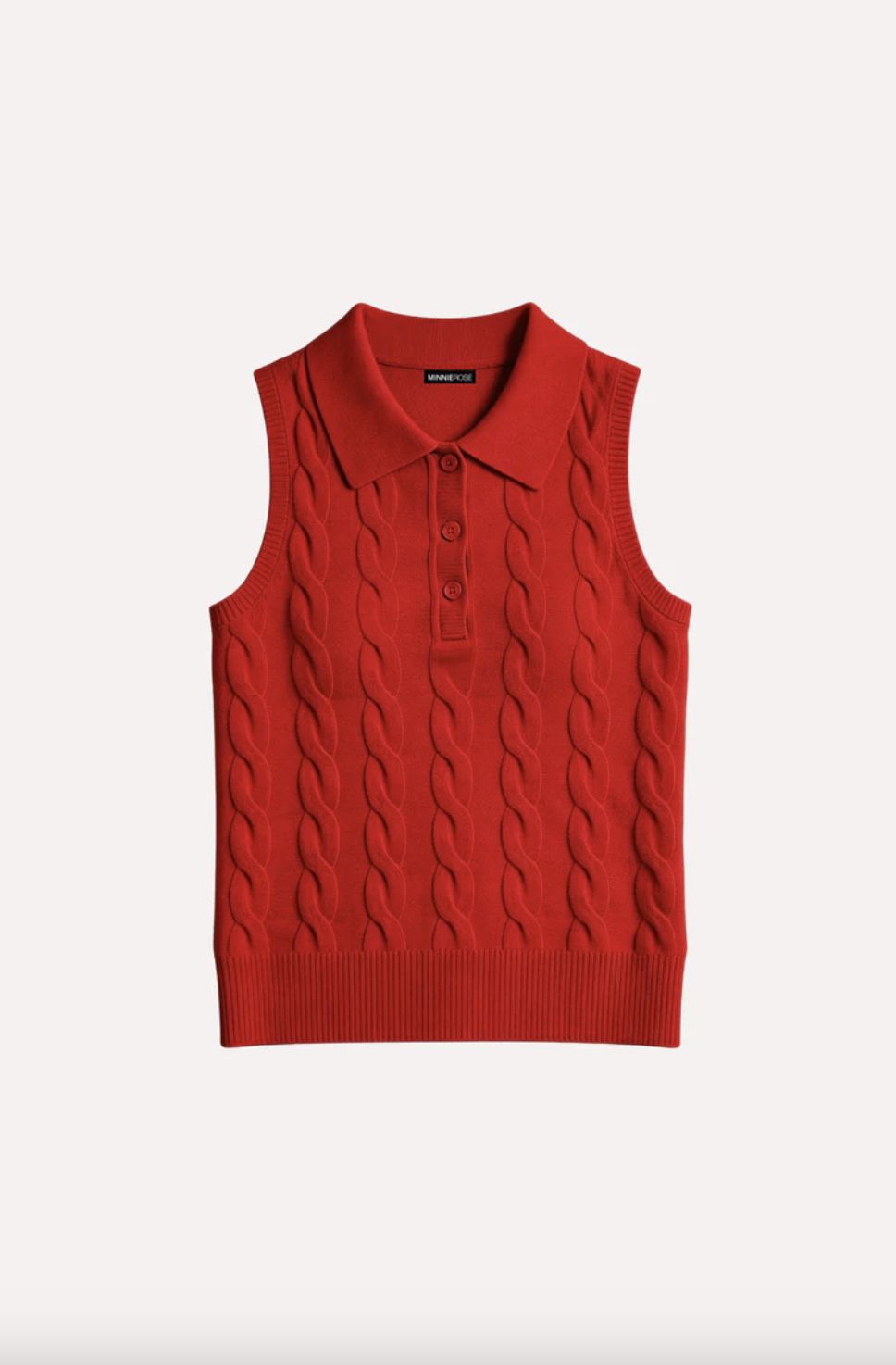 Minnie Rose Cotton Sleeveless Cable  Polo