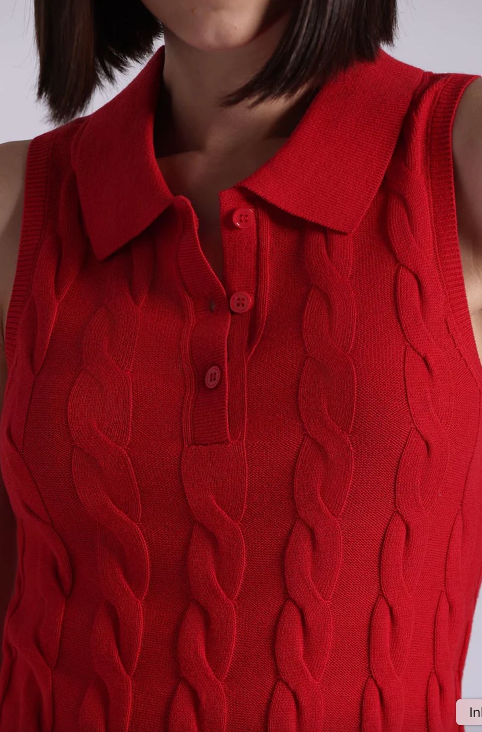 Minnie Rose Cotton Sleeveless Cable Polo