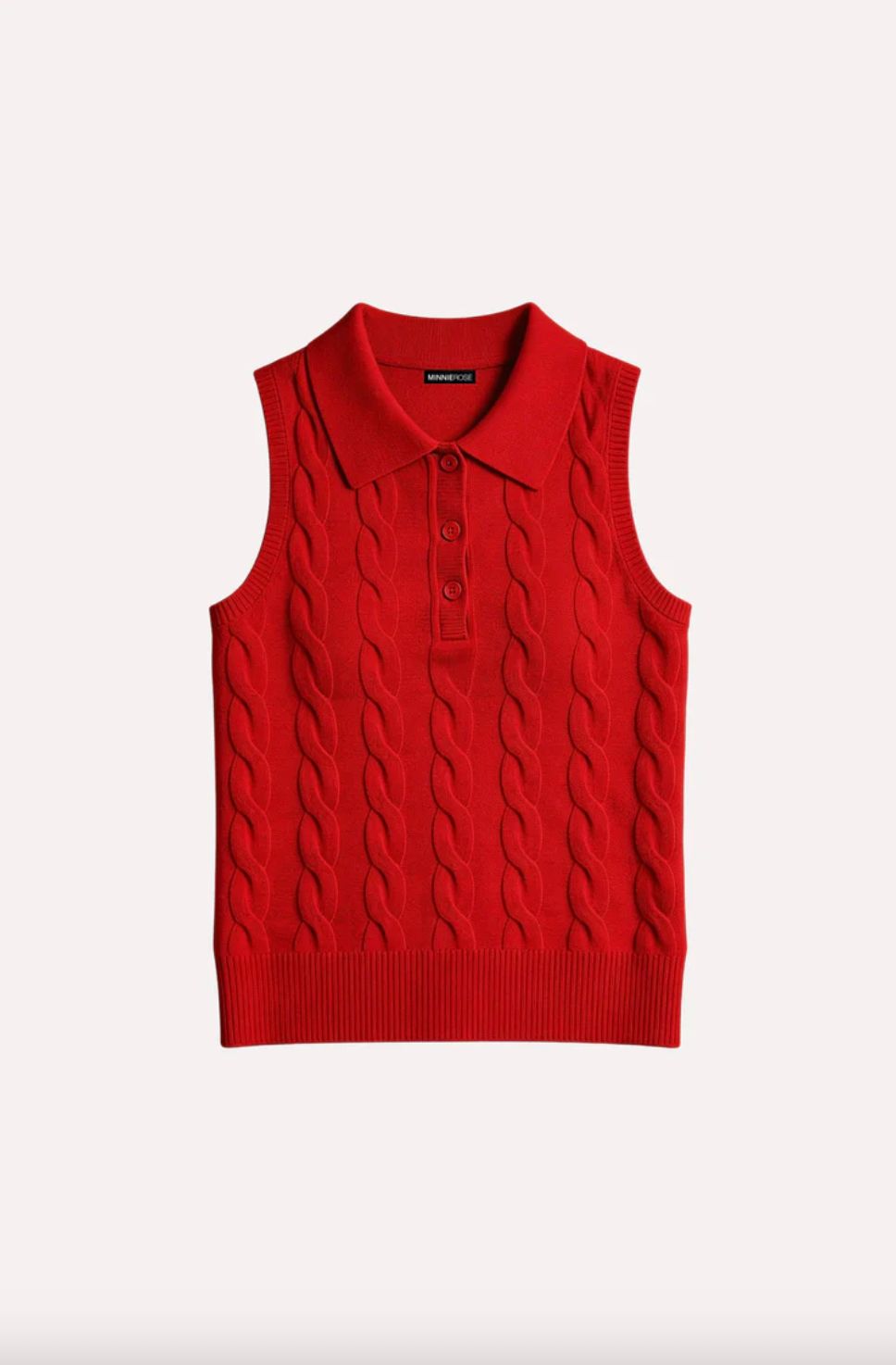 Minnie Rose Cotton Sleeveless Cable Polo