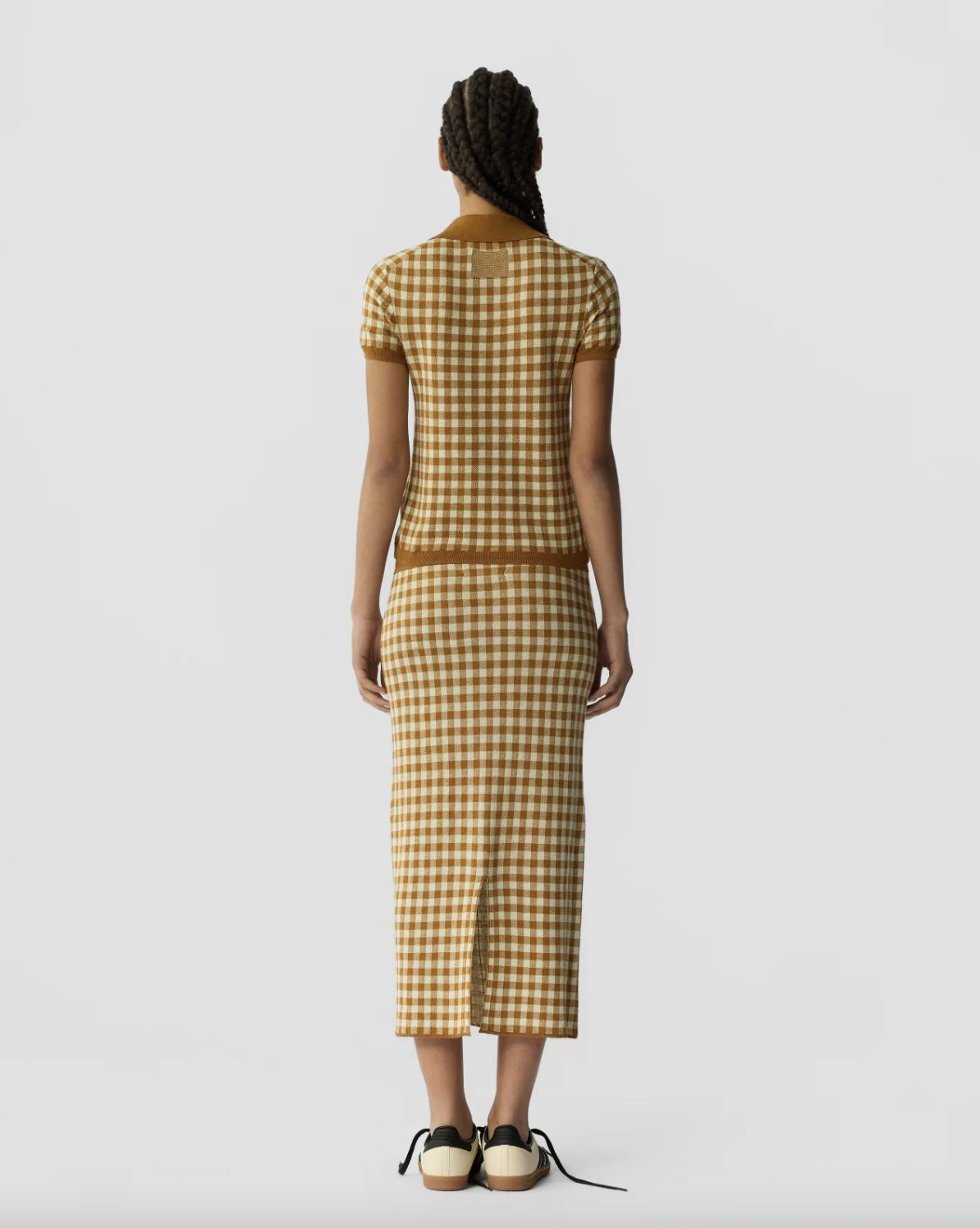 Guest In Residence Gingham Shrunken Polo in Suede-Lime