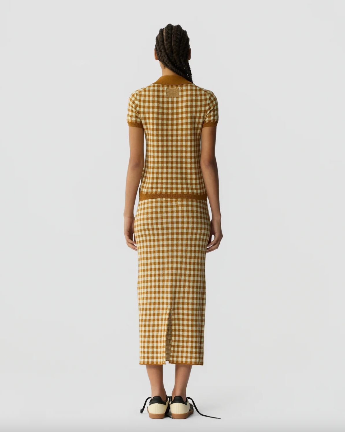Guest In Residence Gingham Shrunken Polo in Suede-Lime
