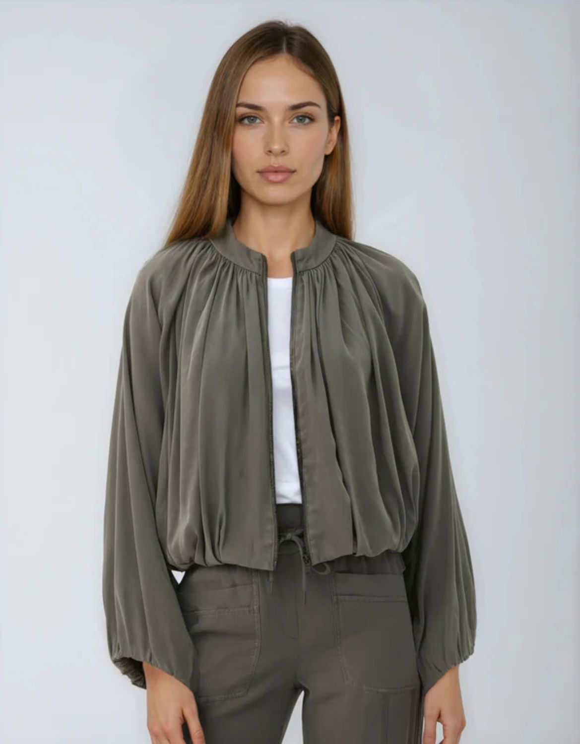 Marrakech Chrystie Draped Stretch Cupro Jacket, Color: Desert Rock, Size: XS