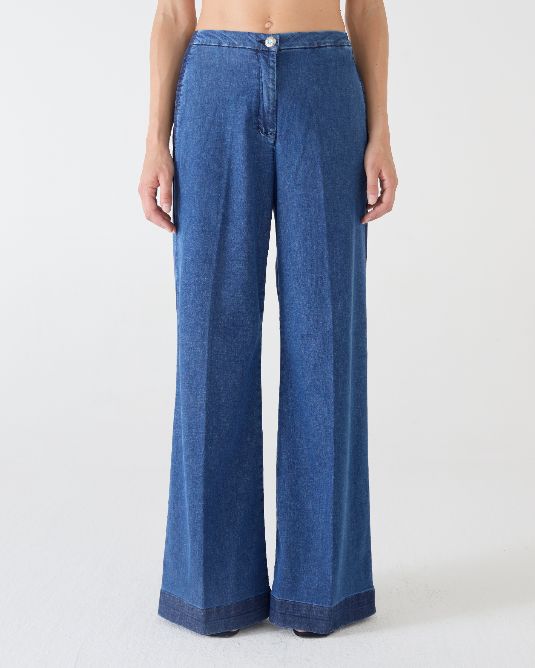 Shaft Flaire Smocking Denim Pant