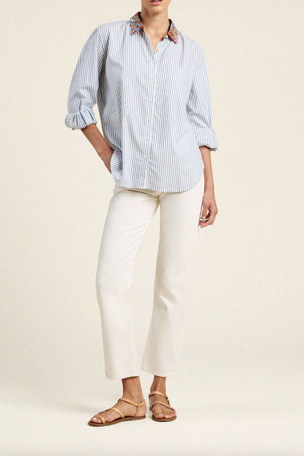 Trovata Blake Oversized Shirt in Seaside Stripe