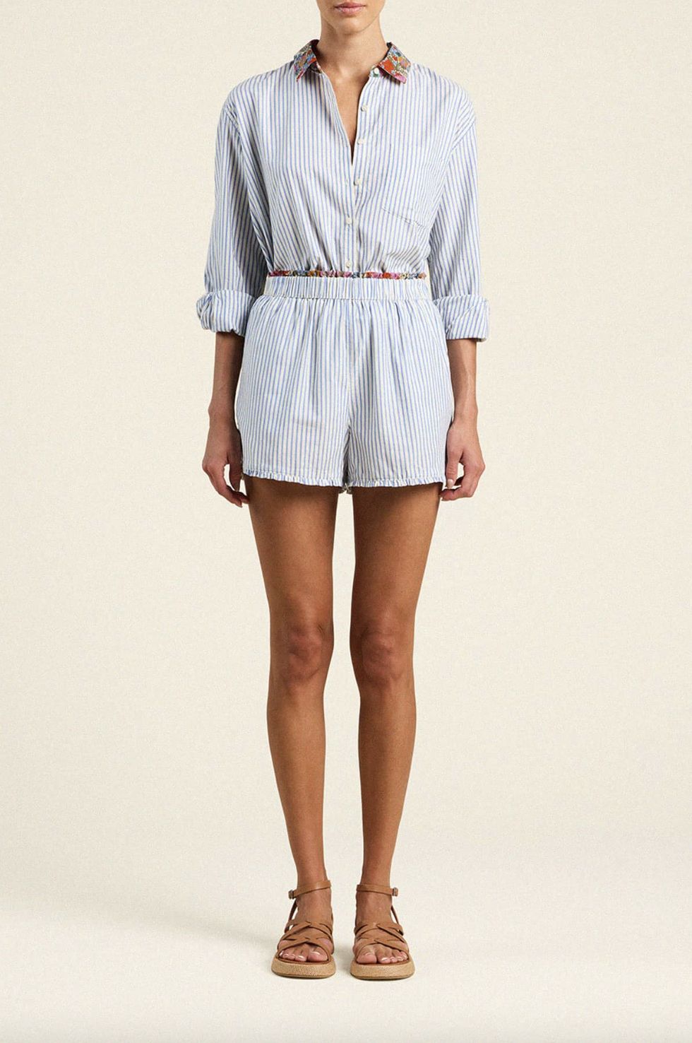 Trovata Blake Oversized Shirt in Seaside Stripe