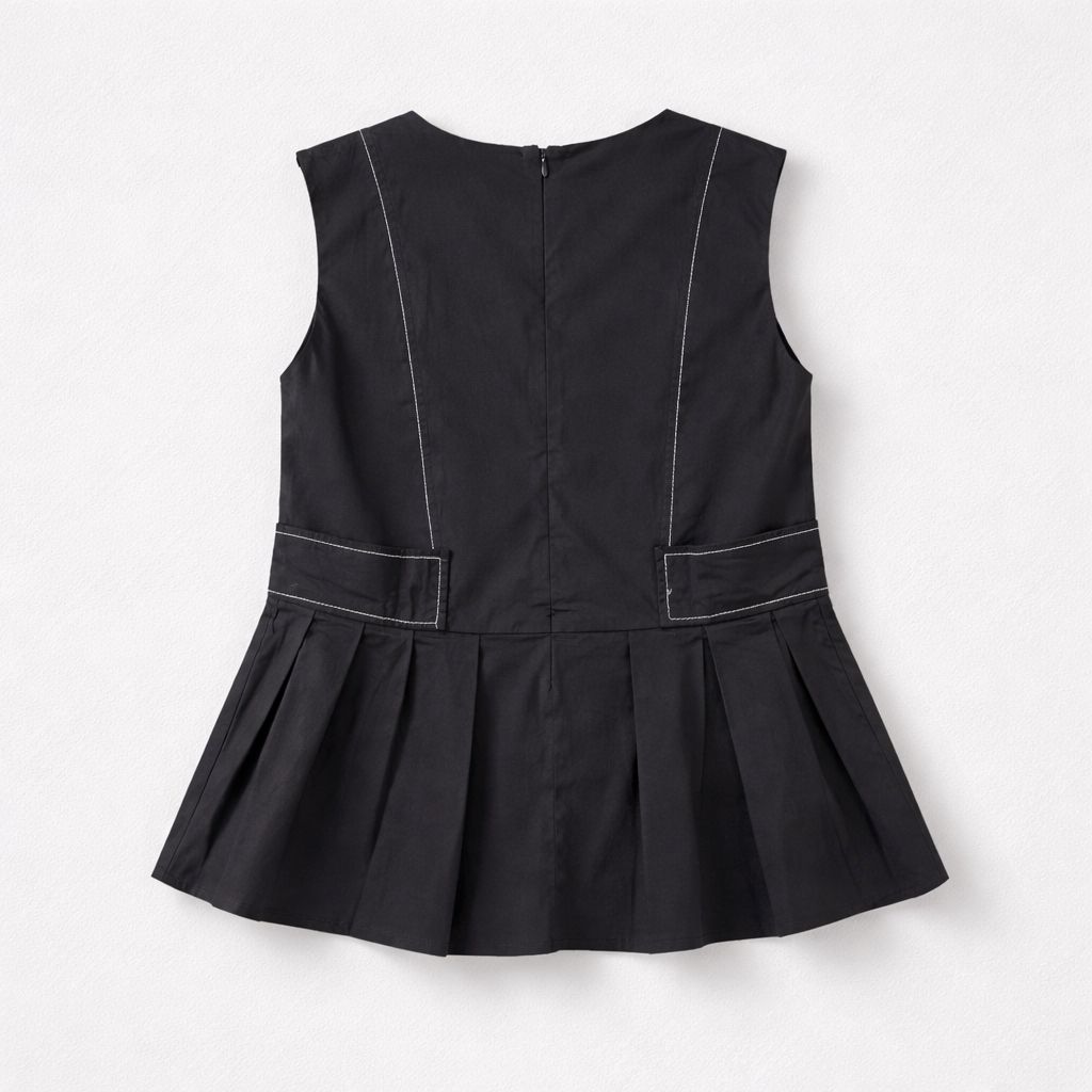 Ganni Stretch Pleated Peplum Top