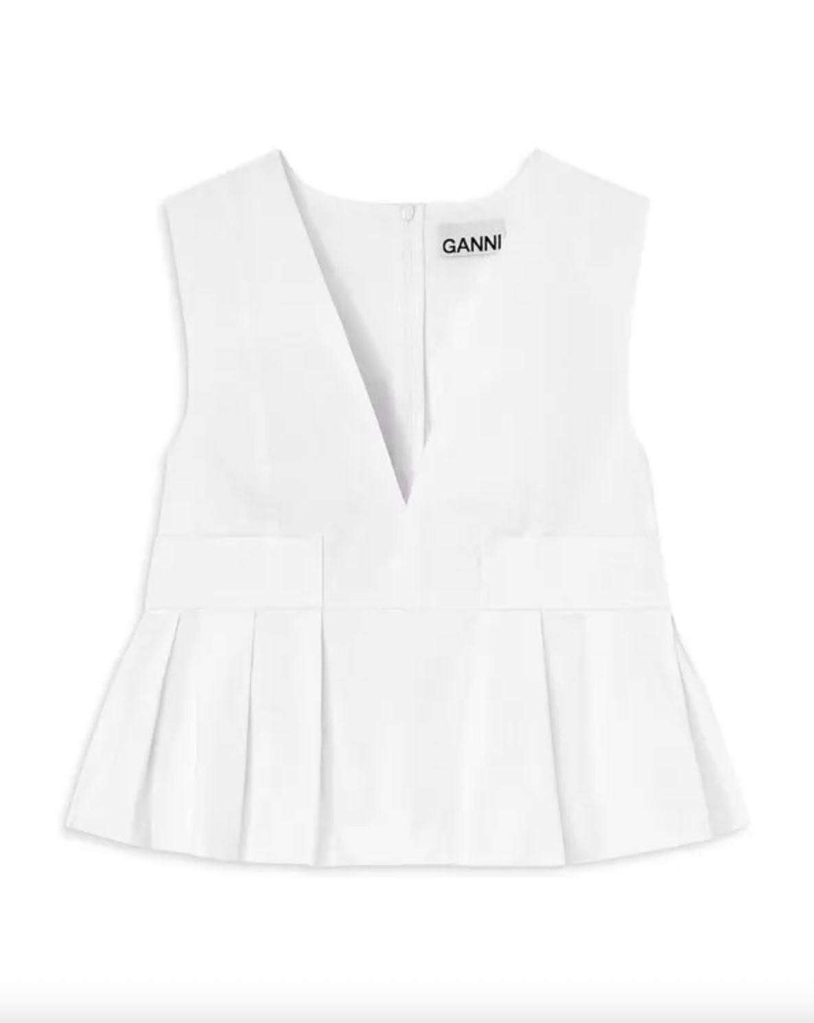 Ganni Stretch Pleated Peplum Top