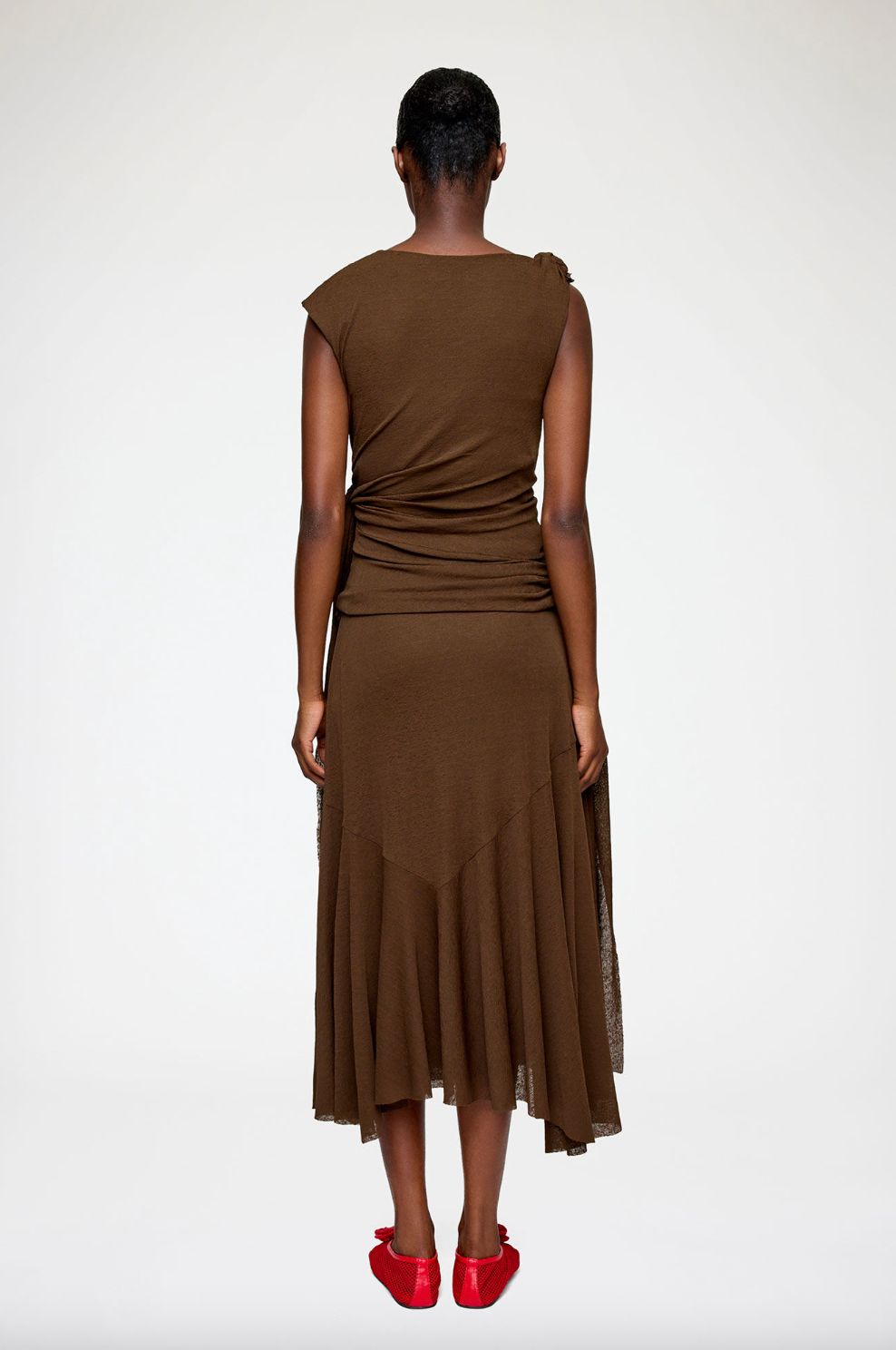 Ganni Mari Mesh Drop Knot Dress