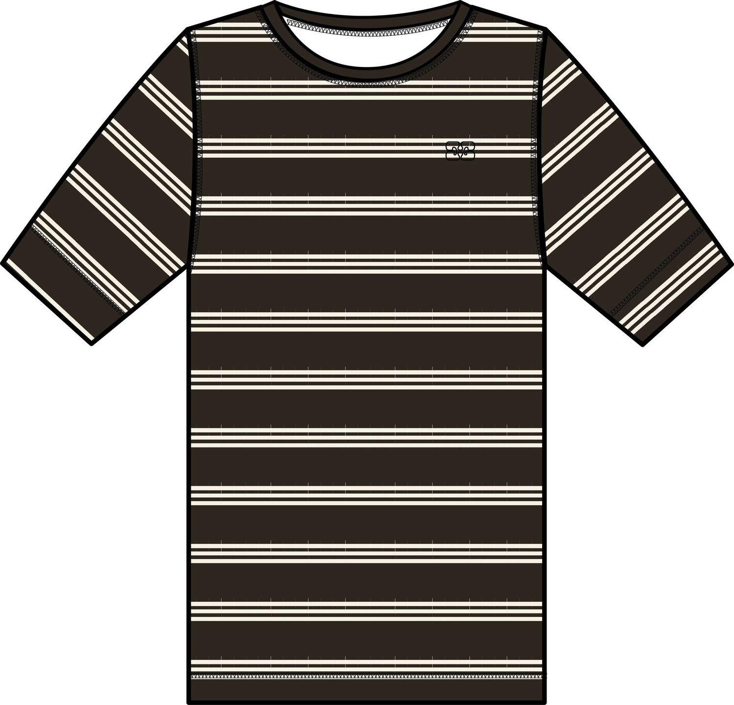 Ganni Soft Cotton Striped Tee, Color: Mole, Size: XS