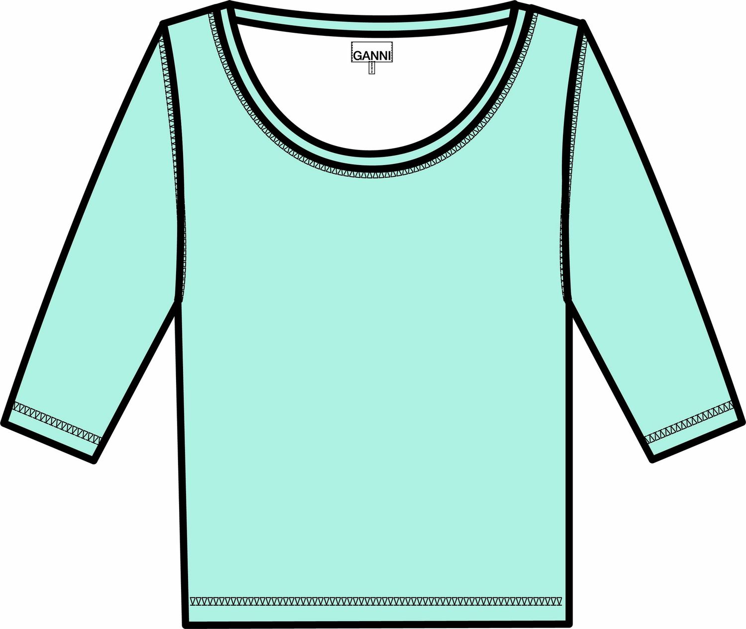 Ganni Heavy Cotton Ribbed Short Sleeve Tee, Color: Iced Aqua, Size: XS