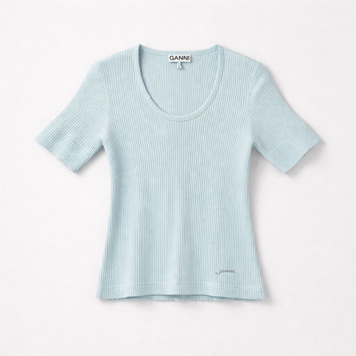 Ganni Heavy Cotton Ribbed Short Sleeve Tee
