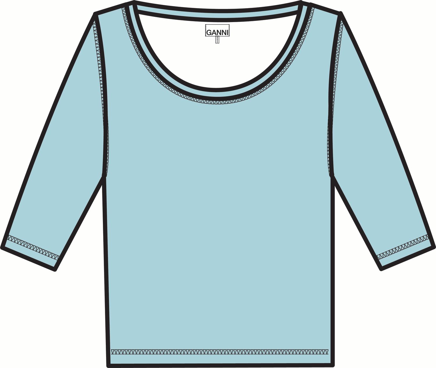 Ganni Heavy Cotton Ribbed Short Sleeve Tee, Color: Iced Aqua, Size: XS