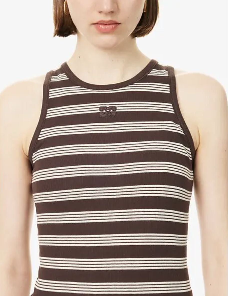 Ganni Soft Cotton Rib Tank Stripe