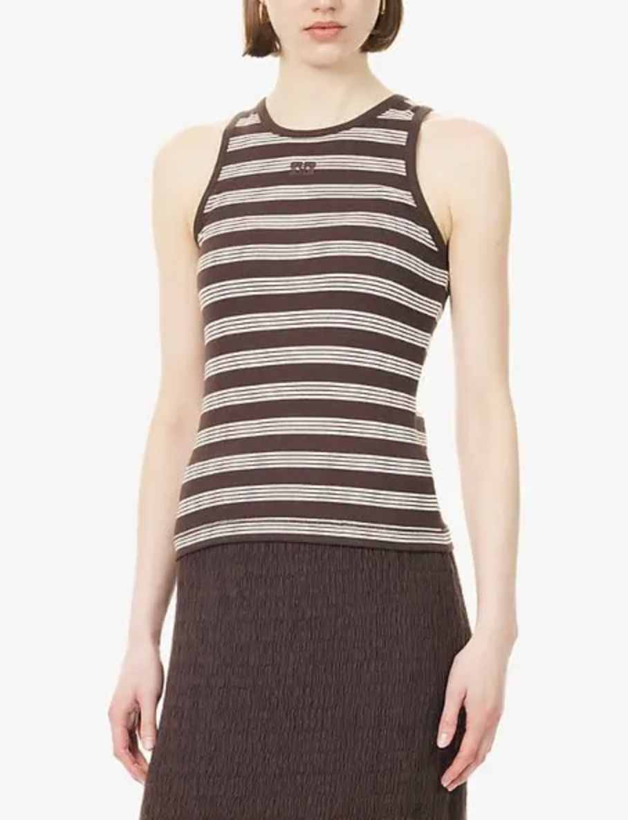 Ganni Soft Cotton Rib Tank Stripe
