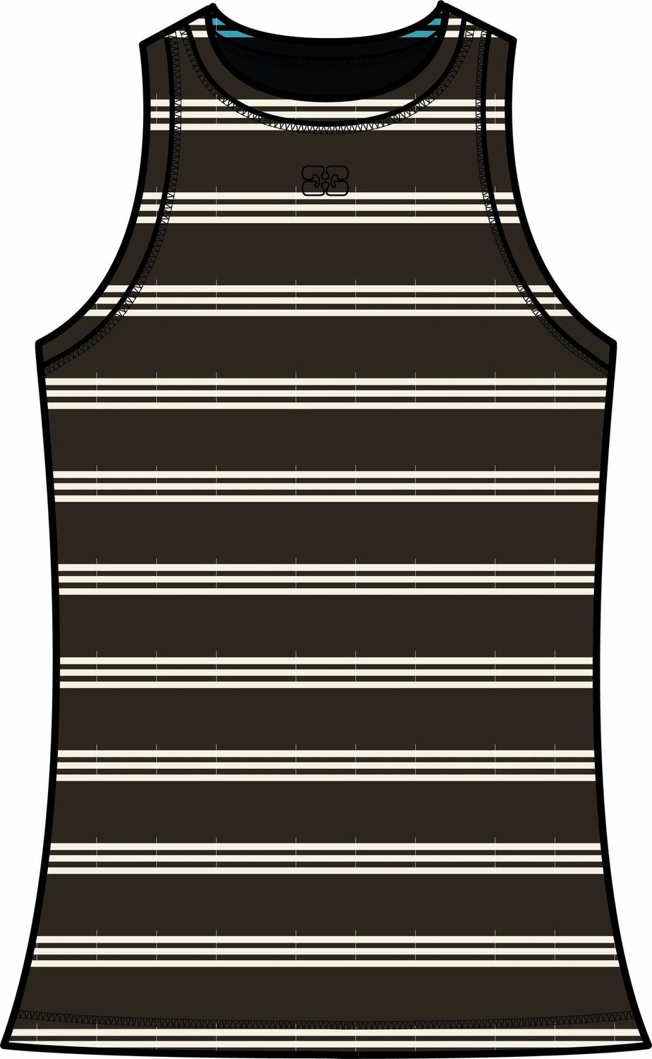 Ganni Soft Cotton Rib Tank Stripe, Color: Mole, Size: XS