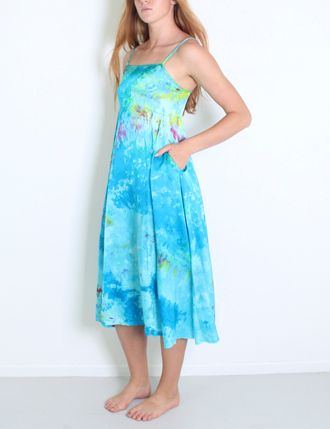 Love Tanjane Diamond Silk Dress, Color: Caribbean, Size: XS