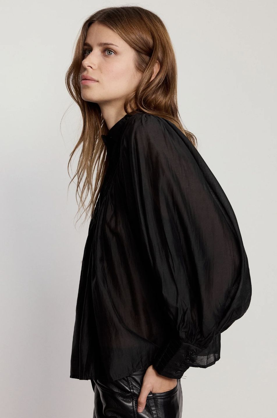 The Shirt Shiv Ruffled Blouse in Black
