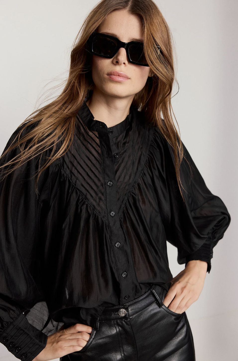 The Shirt Shiv Ruffled Blouse in Black