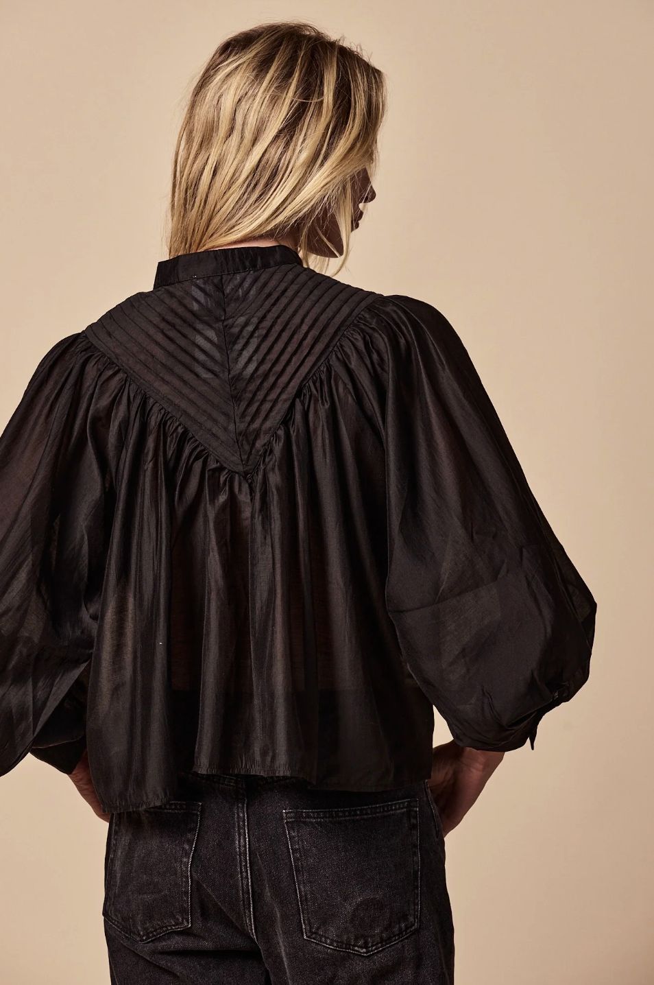 The Shirt Shiv Ruffled Blouse in Black