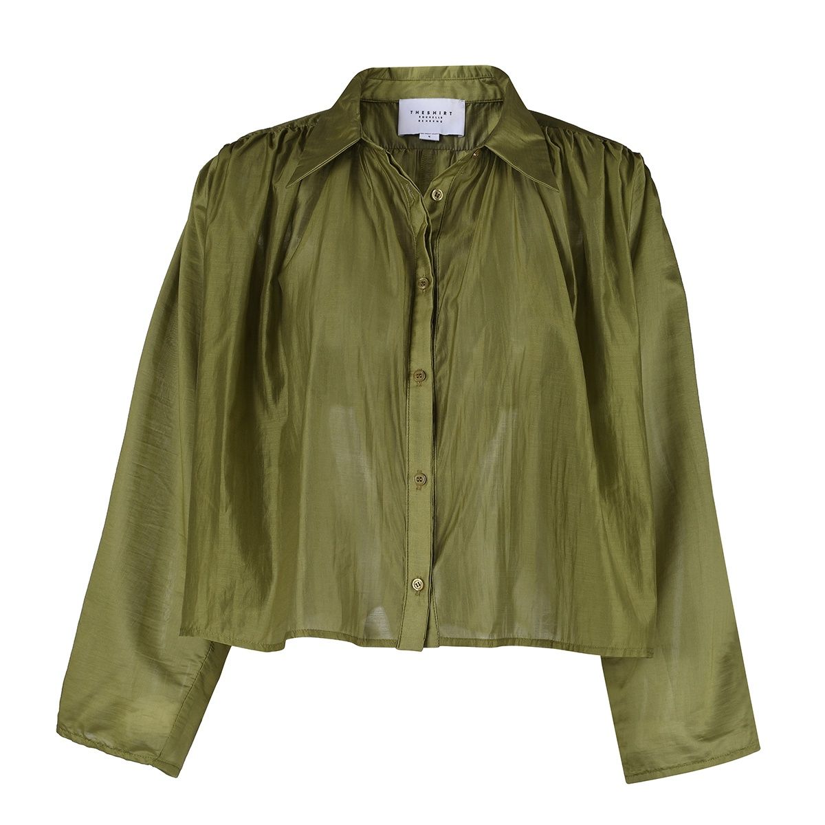 The Shirt Long Sleeve Hayden Blouse, Color: Olive, Size: XS