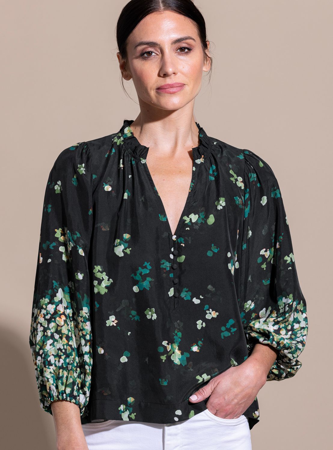 Go Silk Poet Society Redux in Nocturnal Floral, Color: Nocturnal Floral, Size: XS